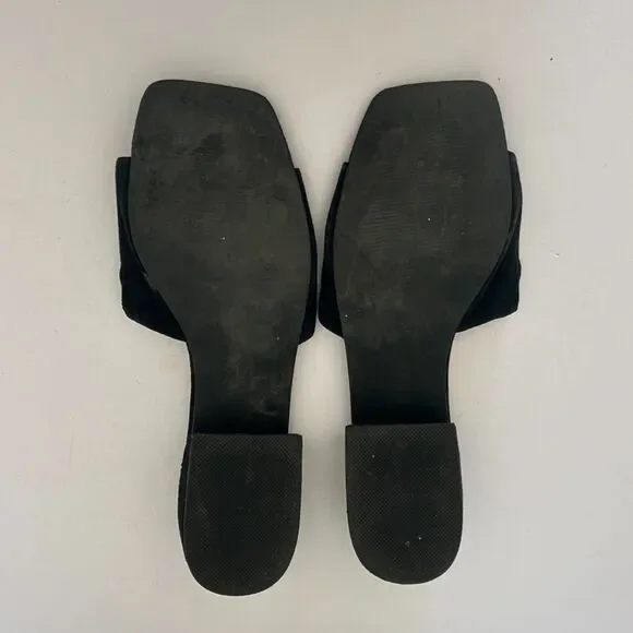 Steve Madden, Square Toe, Black Slip On Suede Block Kitten Heels, sz 10, Chic - Picture 4 of 5